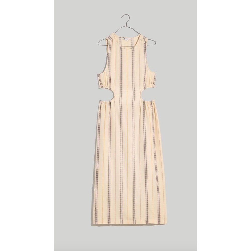 Madewell Cutout Midi Dress in Stripe Size M Lighthouse NI234